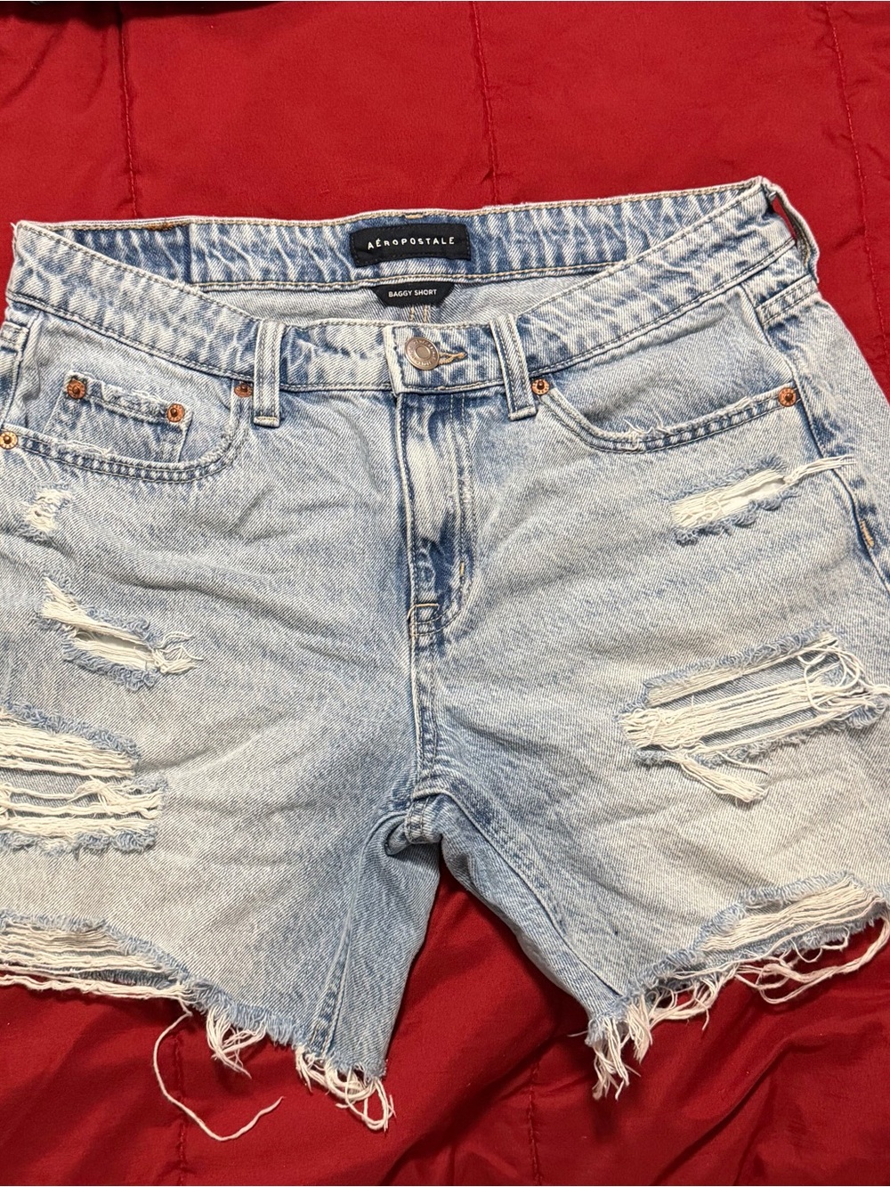 Aeropostale Light Blue Distressed Denim Shorts